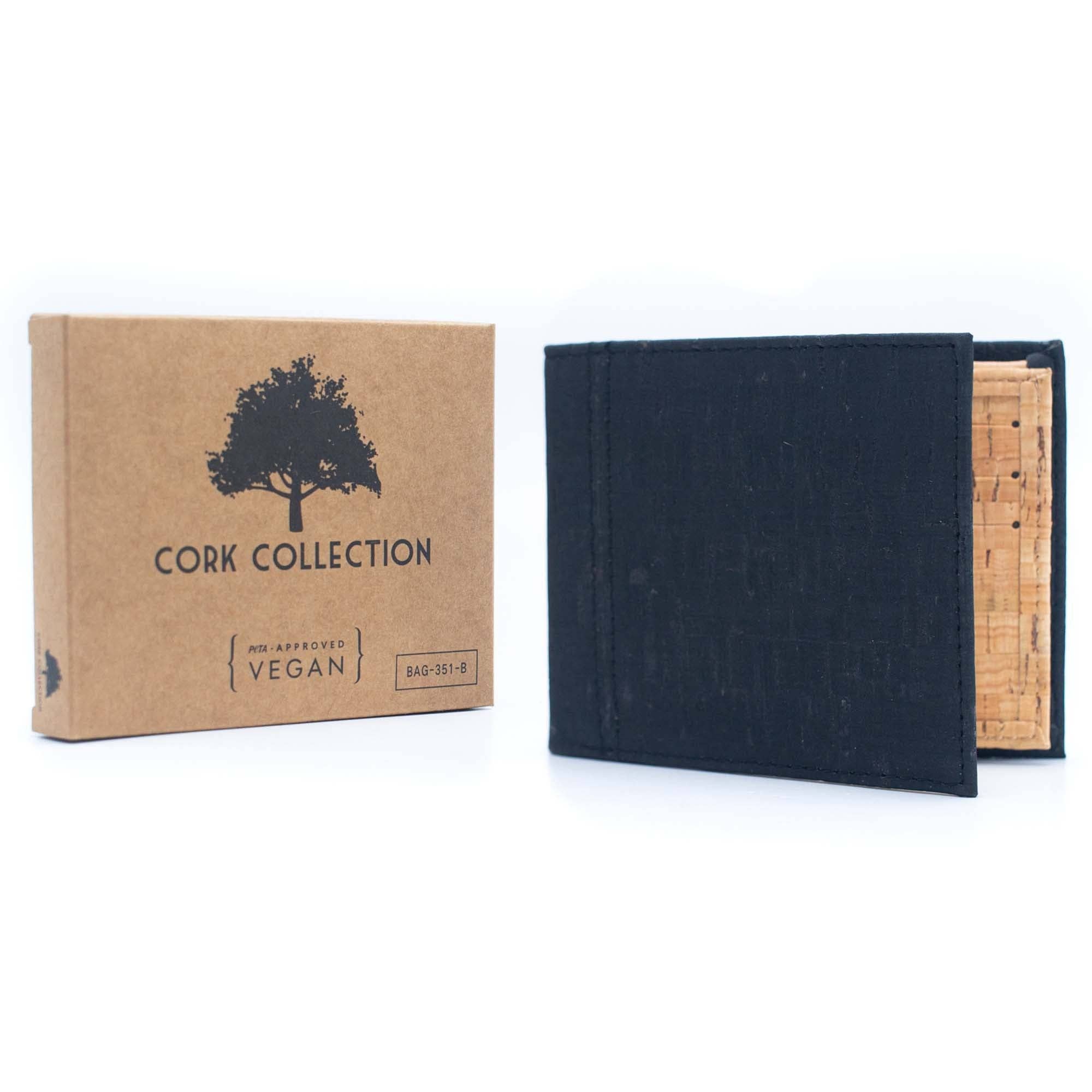 Meninas Bonitas Cork - Wholesale Wallet - Men's - Black and Brown cork slim card men wallet BAG-351-BD5