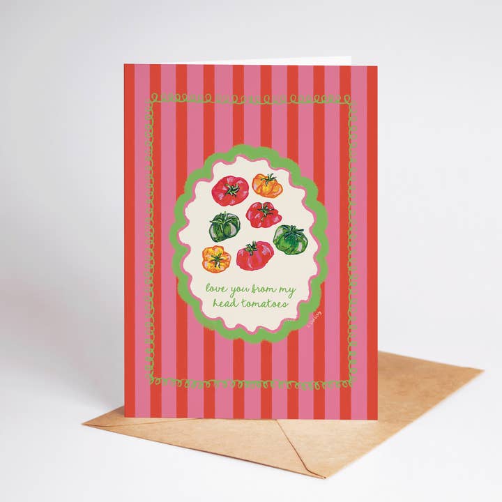The Shelley Society - Wholesale Love Card - Love You From My Head Tomatoes Greeting Card