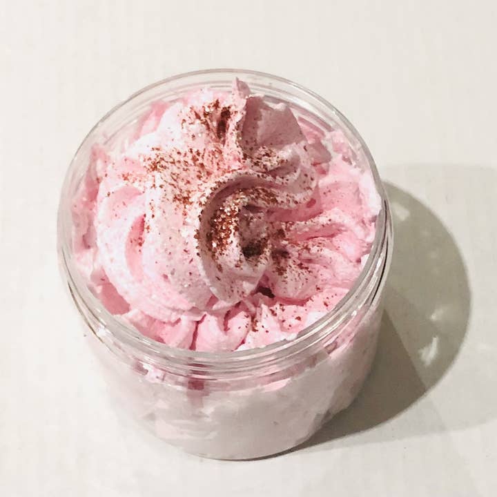 Fluffy Whipped Sugar Scrub - Prosecco Raspberry for wholesale by Belle Regime Skincare