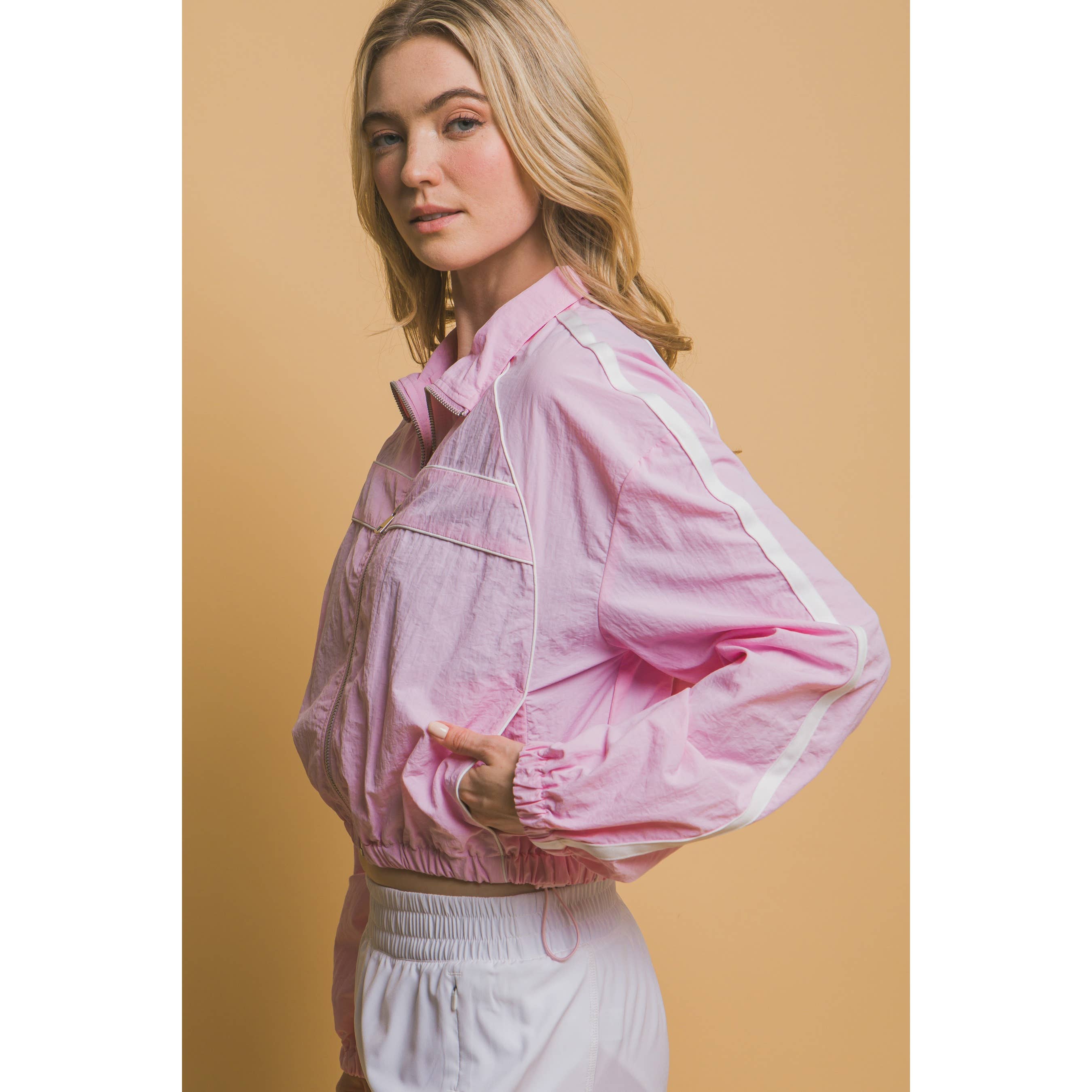 Paperdoll - Wholesale Jacket - Women's - Side Striped Windbreaker Jacket6