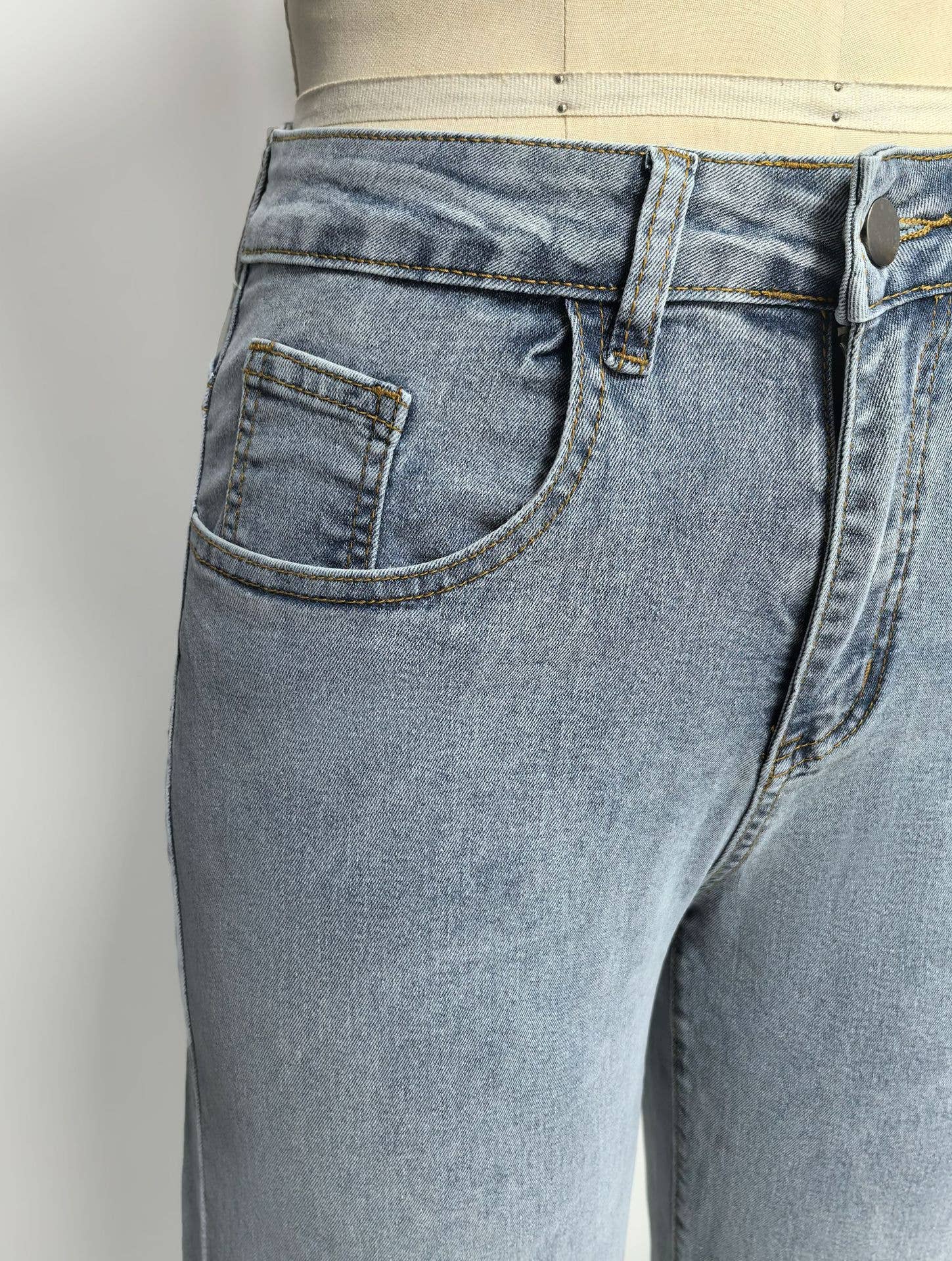 Blue Women High-Waisted Wide-Leg Jeans with Pink Bow Embroidery for wholesale on Faire6