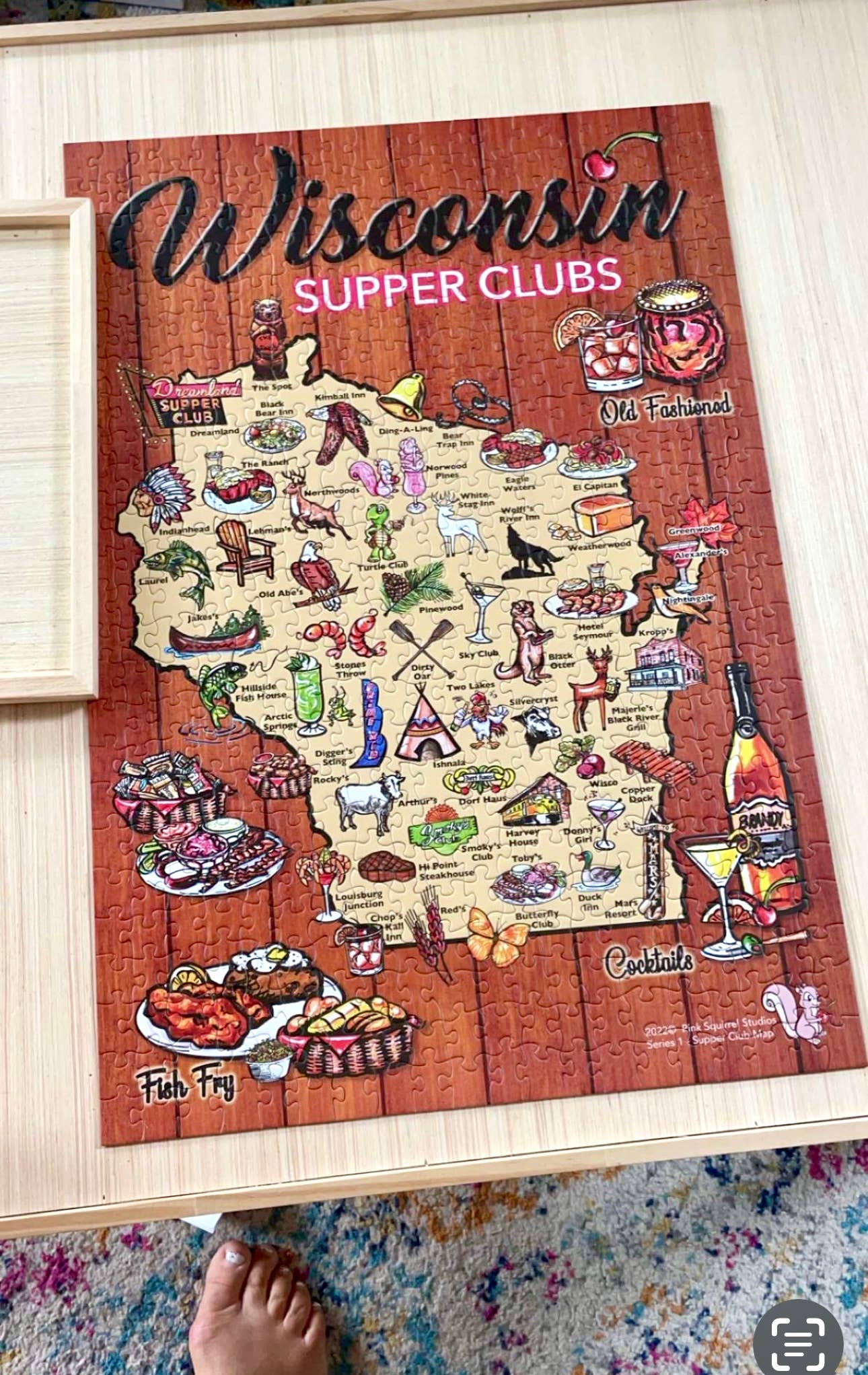 Pink Squirrel Studios - Wholesale Puzzle - Adult - Wisconsin Supper Club Map - Puzzles  500pc (SERIES 1)4