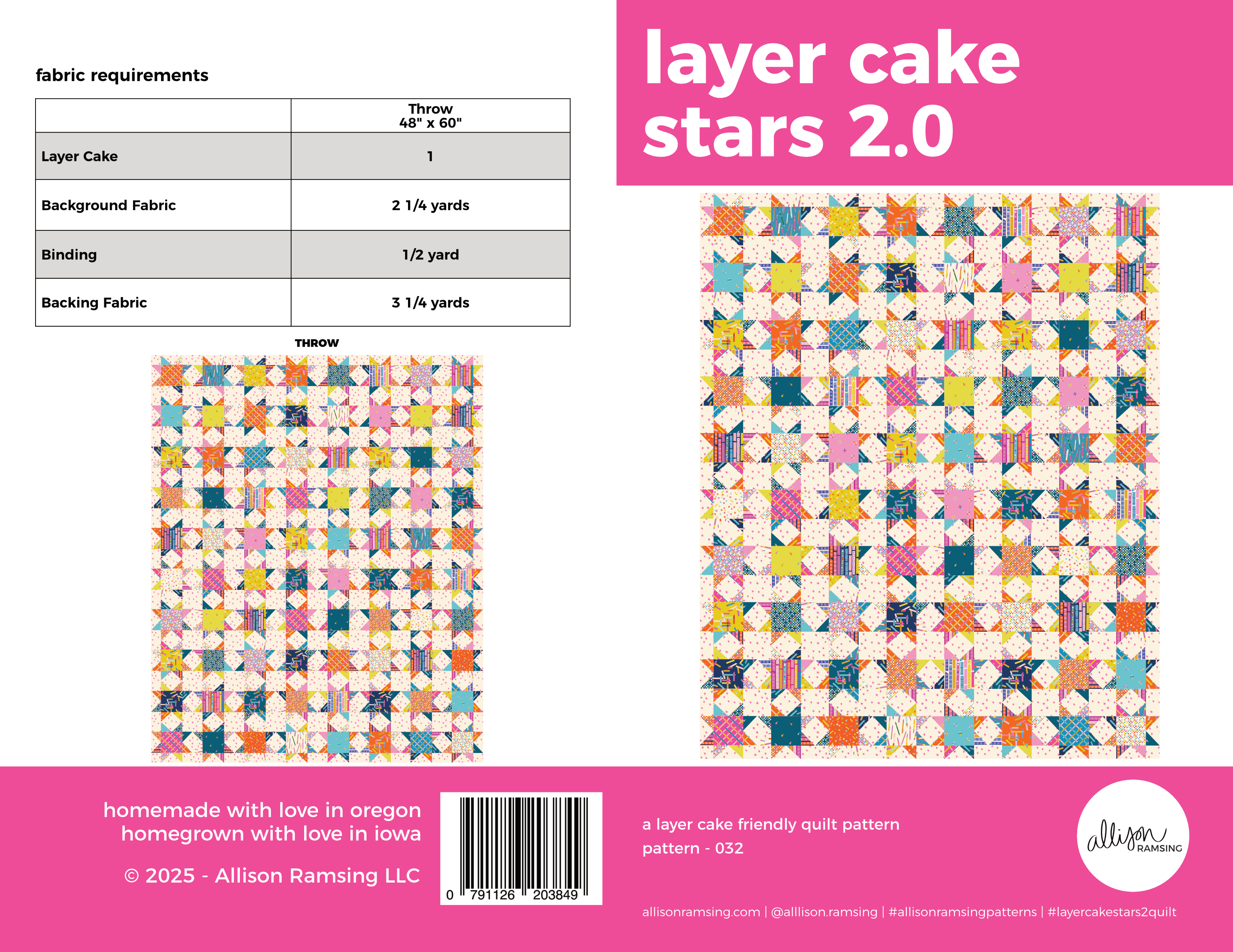 AllisonRamsing.com - Wholesale Craft Supplies - *NEW PATTERN* Layer Cake Stars 2.0 Quilt Pattern - Printed2