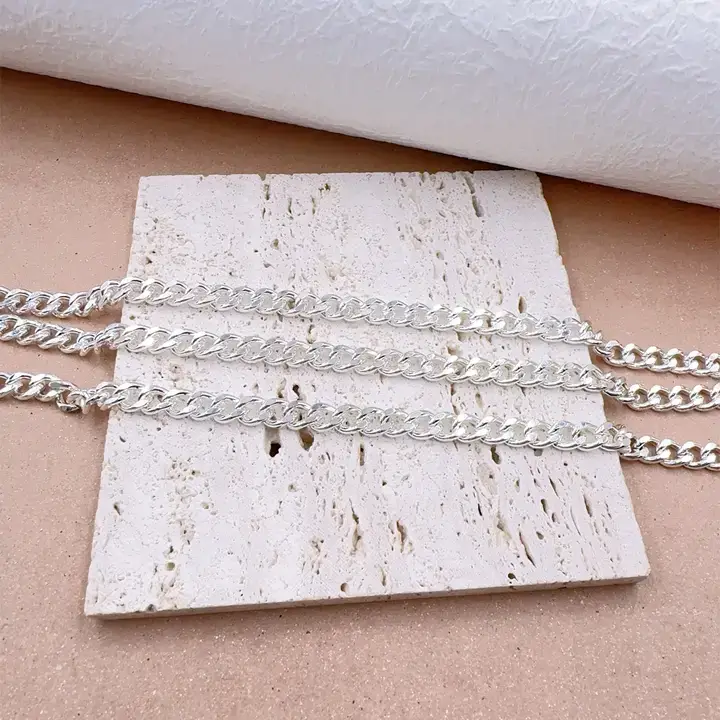 findings4uGem - Wholesale Link & Chain Necklace - Dainty Shiny Silver Cuban Curb Necklace Chain By Foot, CH1032