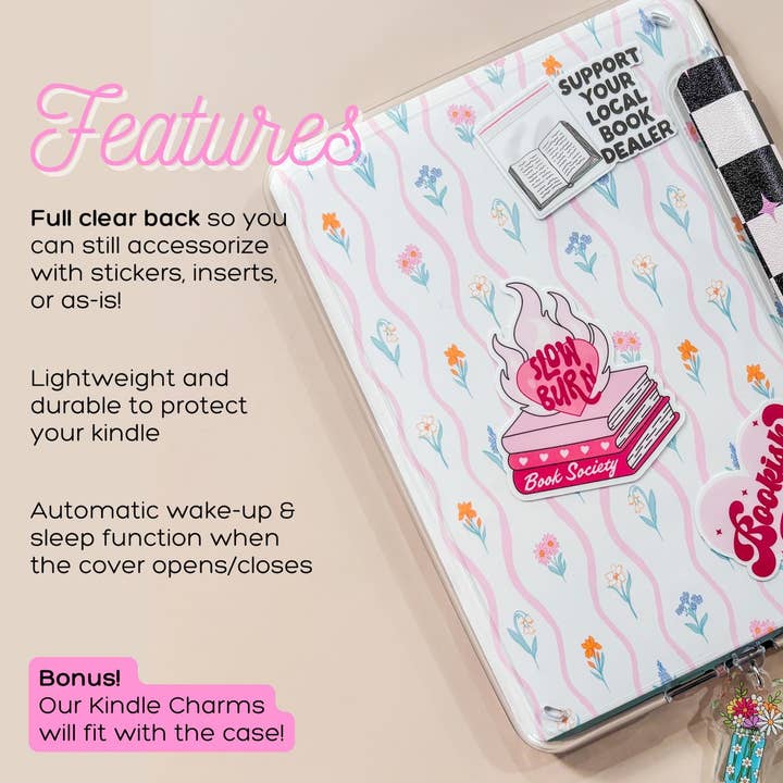 Market by Mari - Vente Couvertures de livre - Étui Kindle à fleurs à carreaux3
