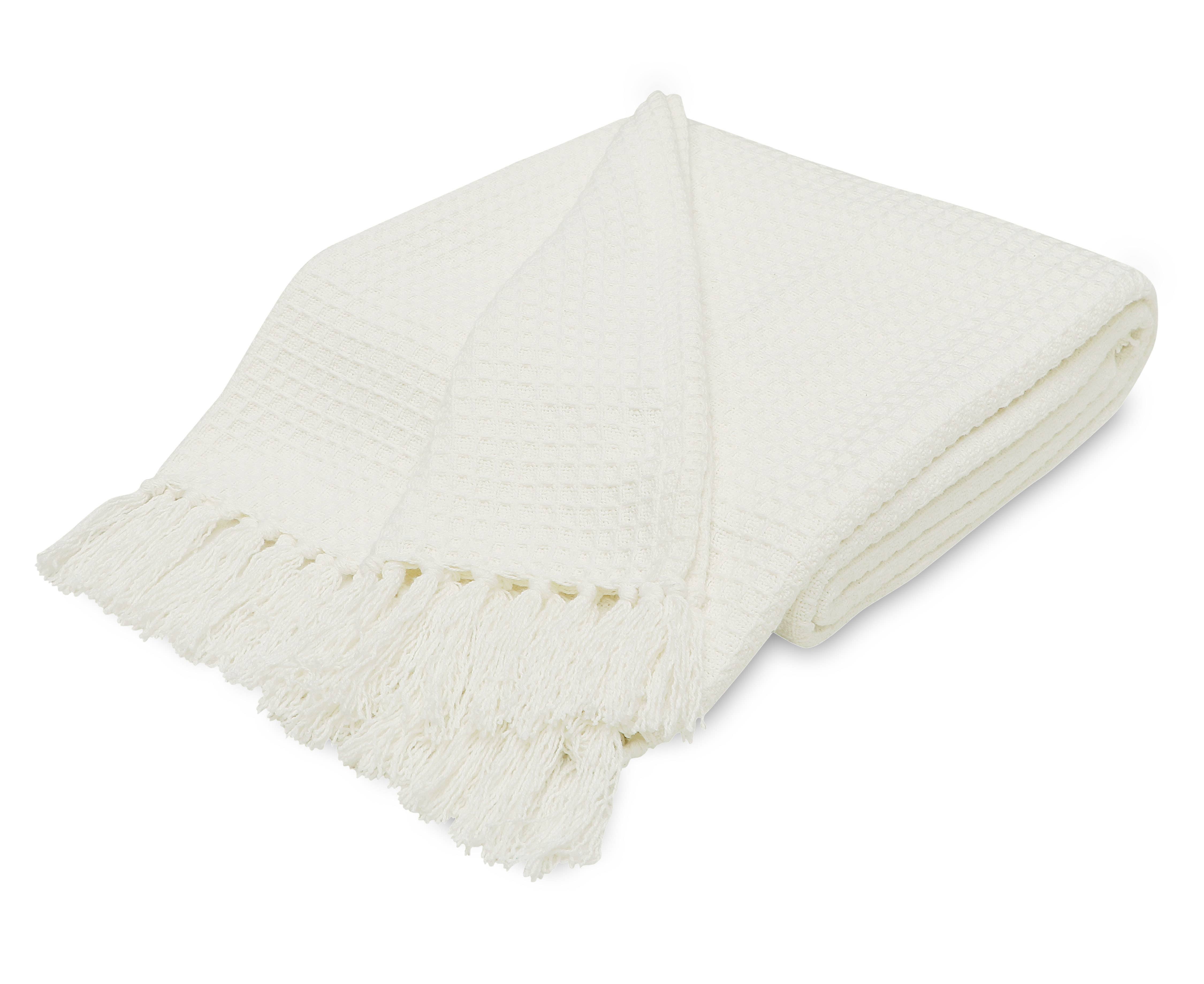COZY HOMES COLLECTION - Wholesale Throw Blanket - Soft Cotton Waffle Weave Throw Blanket 70"x50" with Fringes6