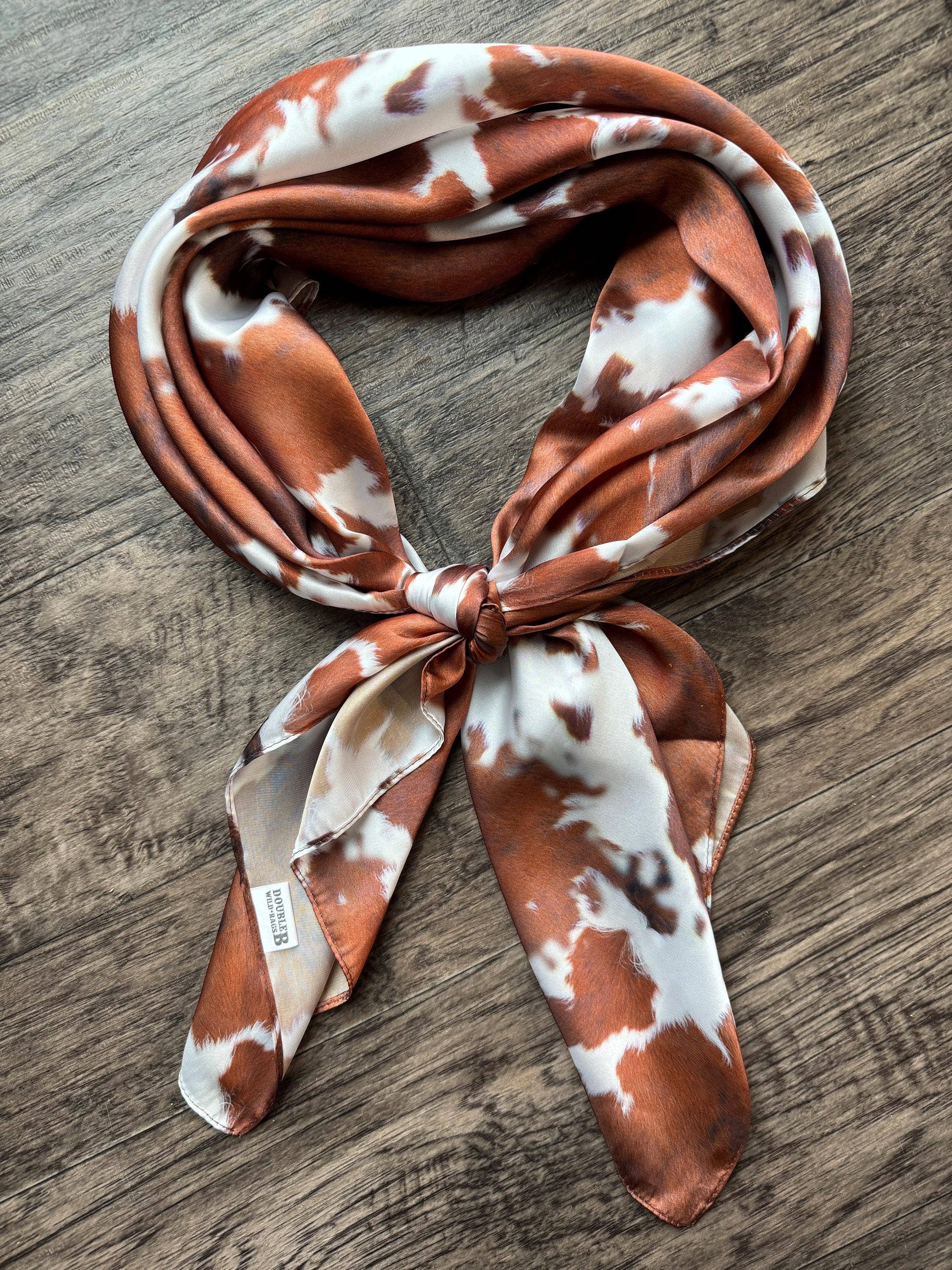 Double B Wild Rags - Venta al por mayor Bandana - Mujer - Pañuelo de Cuello Vaquero Occidental de Piel de Vaca Longhorn Rojo por Double B Wild Rags1