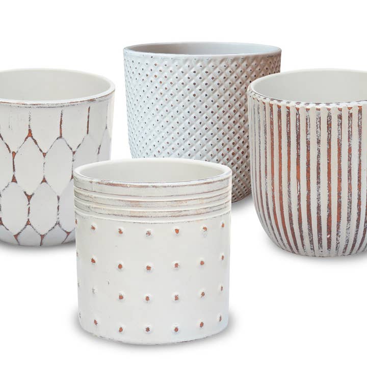 8" Antique Drop-In Pots - Antique White Case/8 for wholesale by Ceramo Pottery