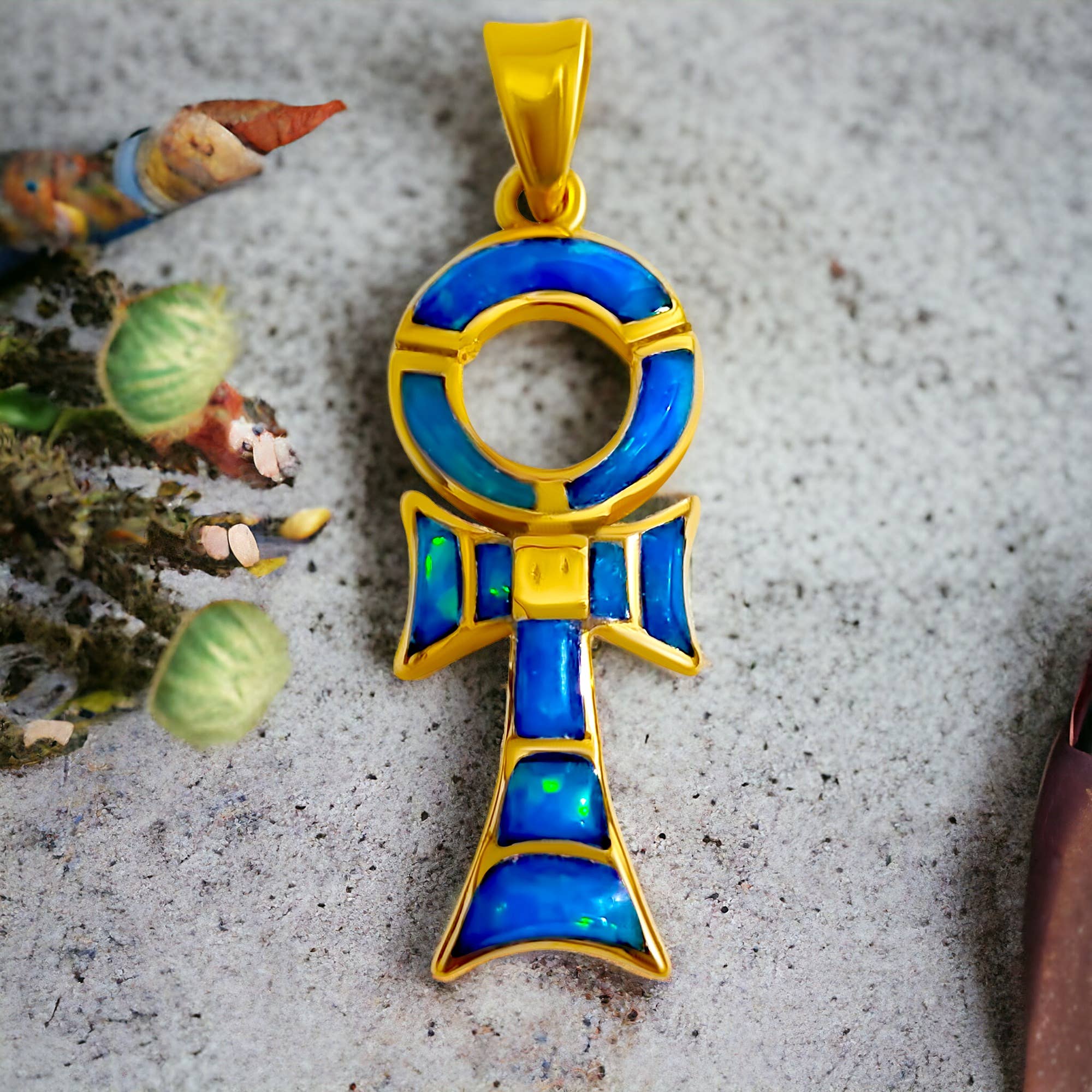 ALADDIN'S LAMP JEWELRY - Wholesale Individual Charm/Pendant - Gold  Key Of Life Ankh Opal Pendant9