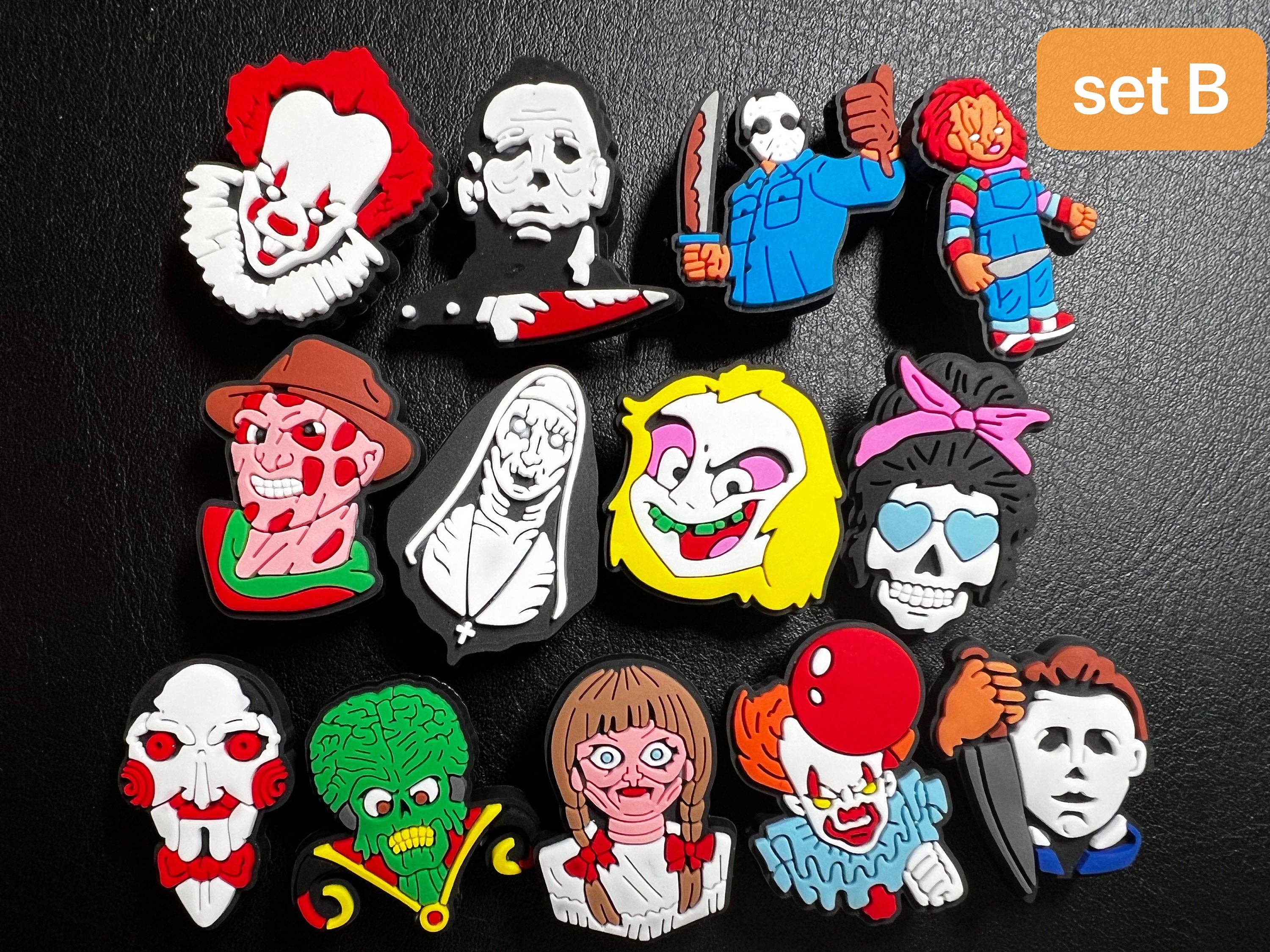 JuliesDecal - Vente Accessoire pour chaussures - Breloques Horror Skeleton Ghost, film d'horreur, citrouille, globe oculaire effrayant, design de chaussures d'Halloween, meilleure qualité3