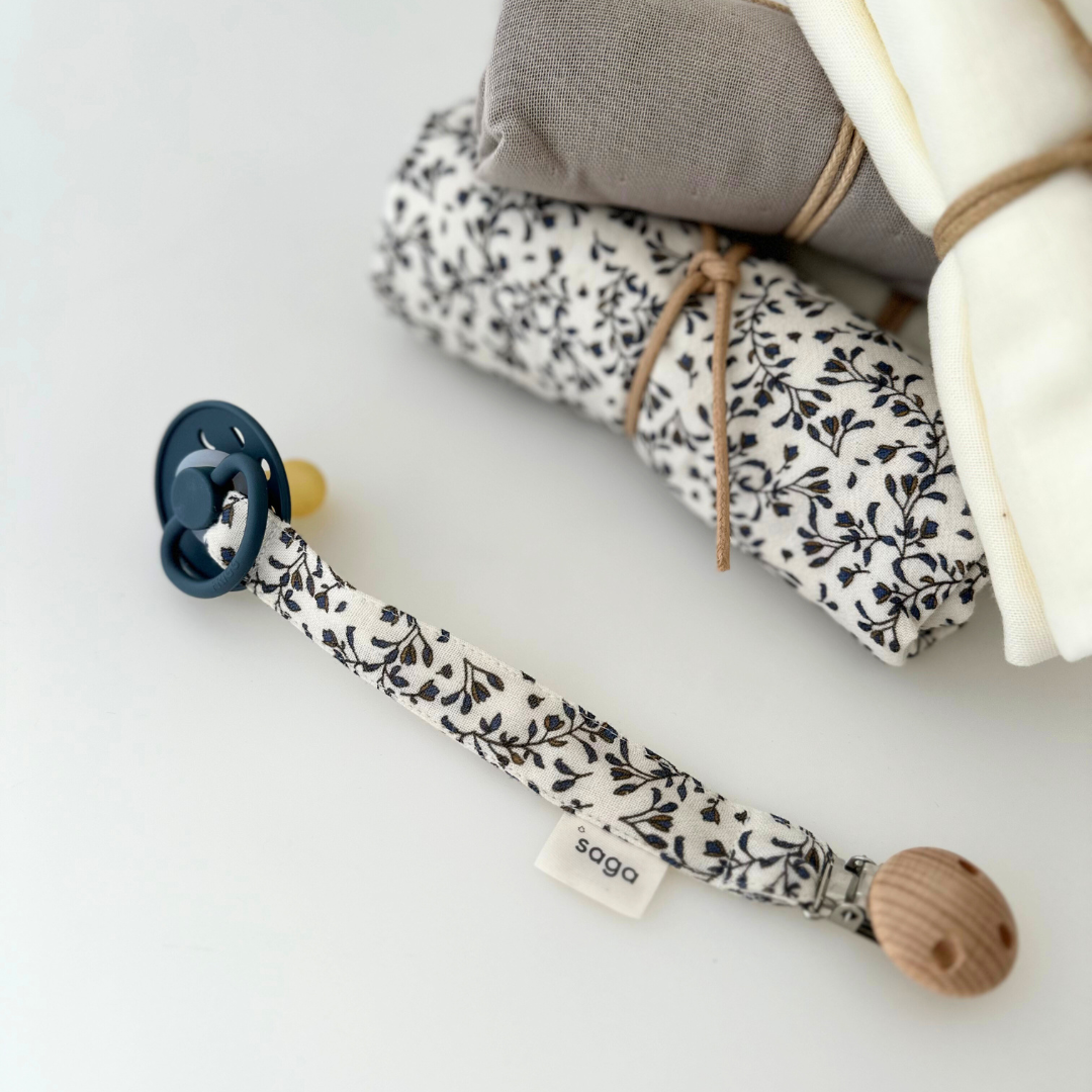 Saga Copenhagen - Wholesale Pacifier Clip - Baby - Pacifier Clip - Harvest Bell - Organic Cotton - Silicone Rin1