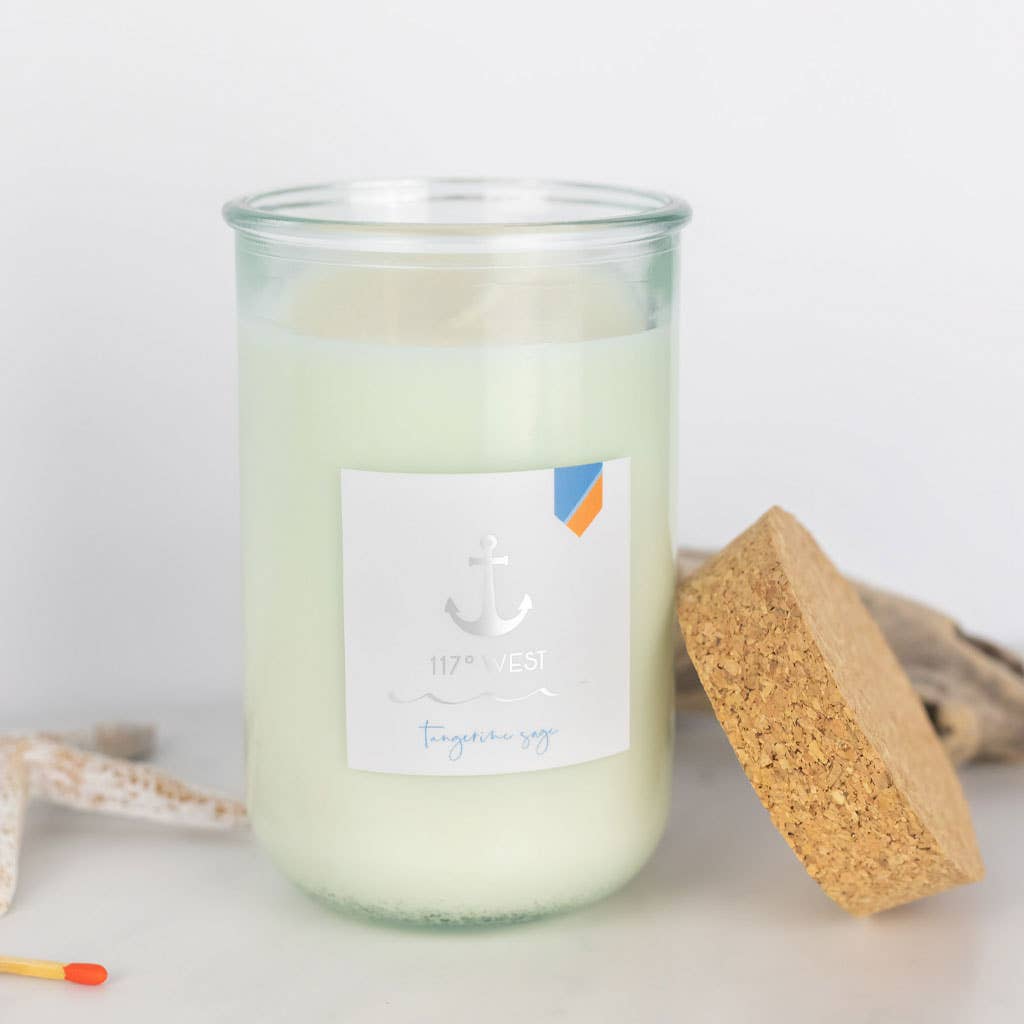 117º WEST by San Diego Natural Soap Company - Wholesale Jar/Filled Candle - 117º West Coconut Soy Candle in Recycled Glass6