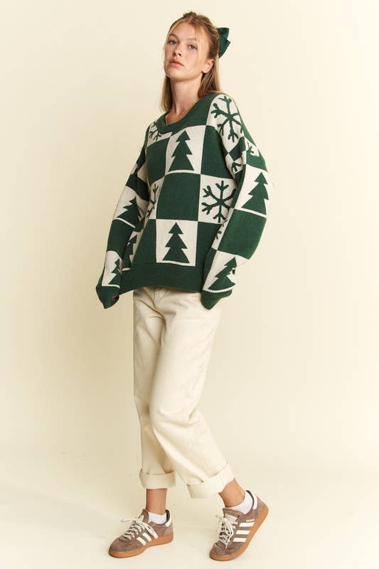 JADE BY JANE - Vendita all'ingrosso Maglione tricot - Donna - Maglione natalizio a quadri plus size a maniche lunghe8