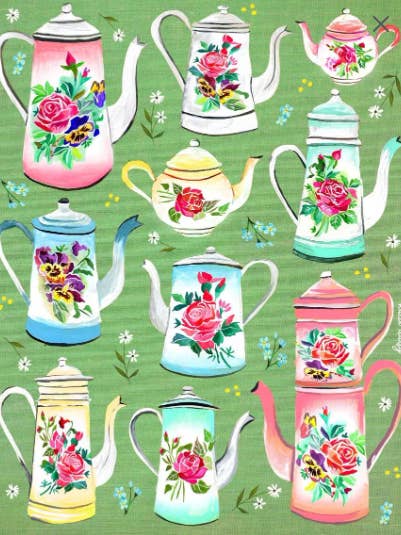 Antique French Enamelware | Teapot Wall Art for wholesale by Katie Daisy