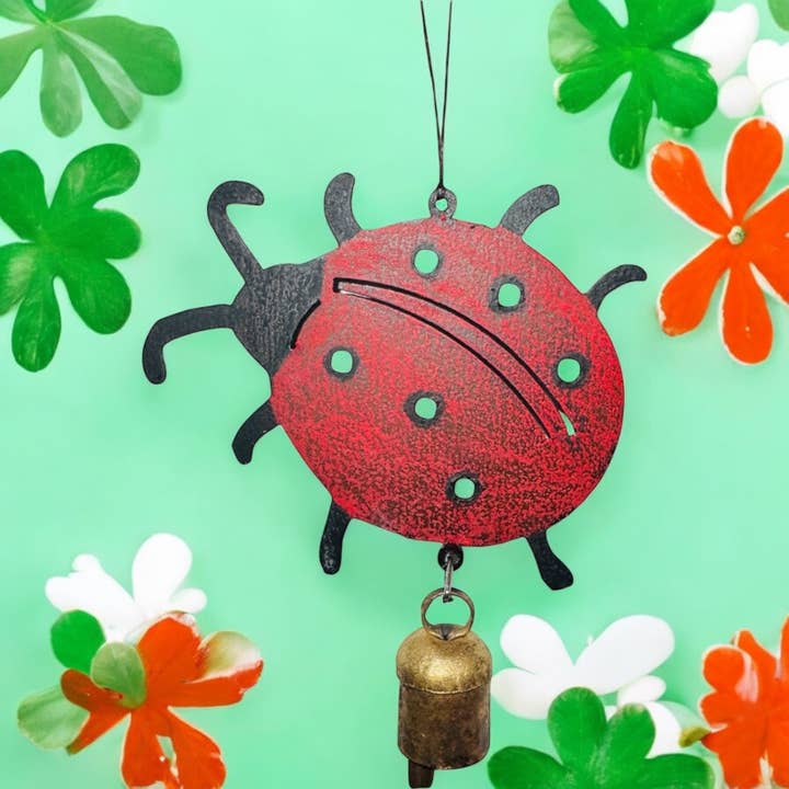 Whimsies – wholesale Wind chime – Cute ladybug Wind Chime nana bell Garden spring Garden meta
