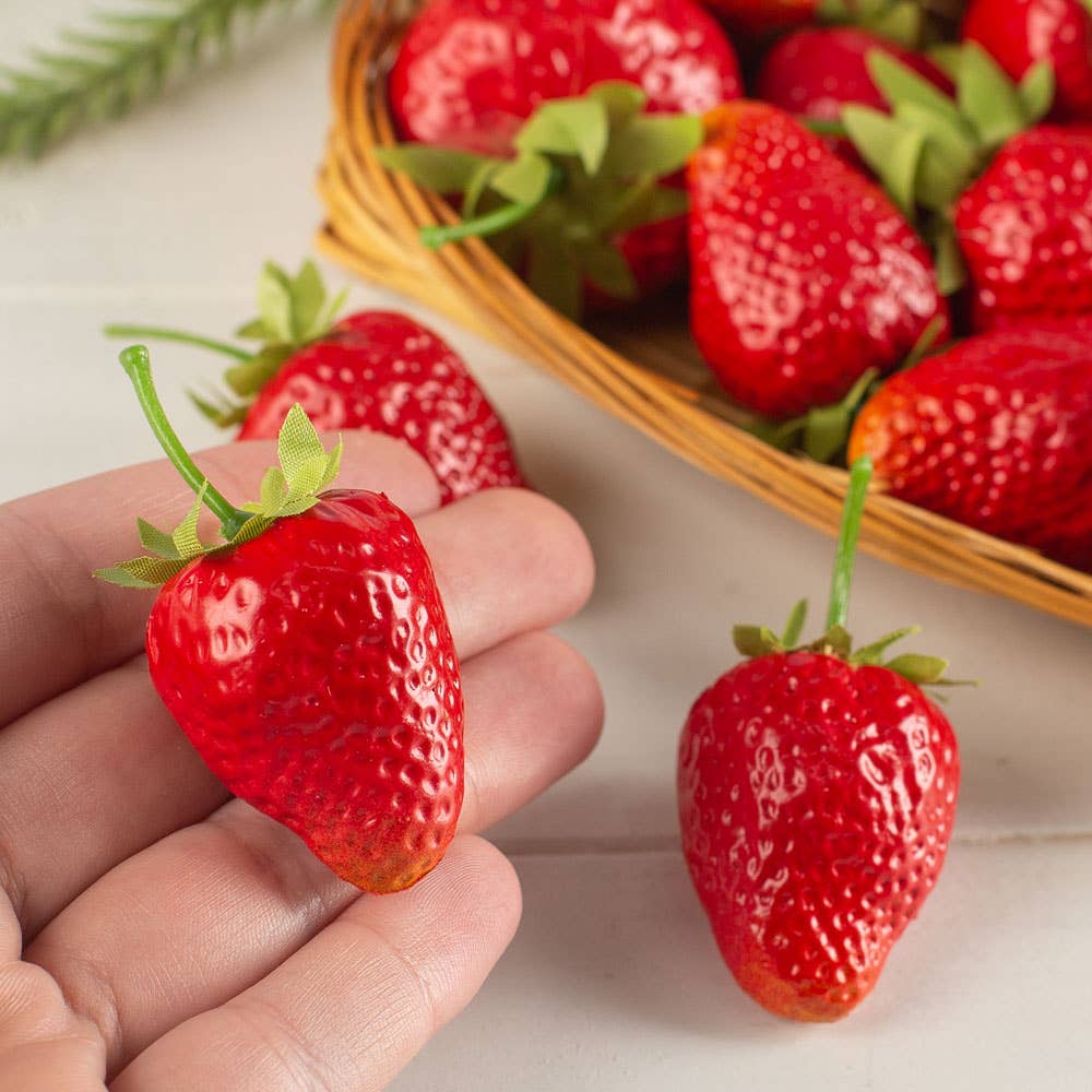 Factory Direct Craft - Wholesale Decorative Tabletop Object - Woven Basket of 30 Artificial Strawberries 2