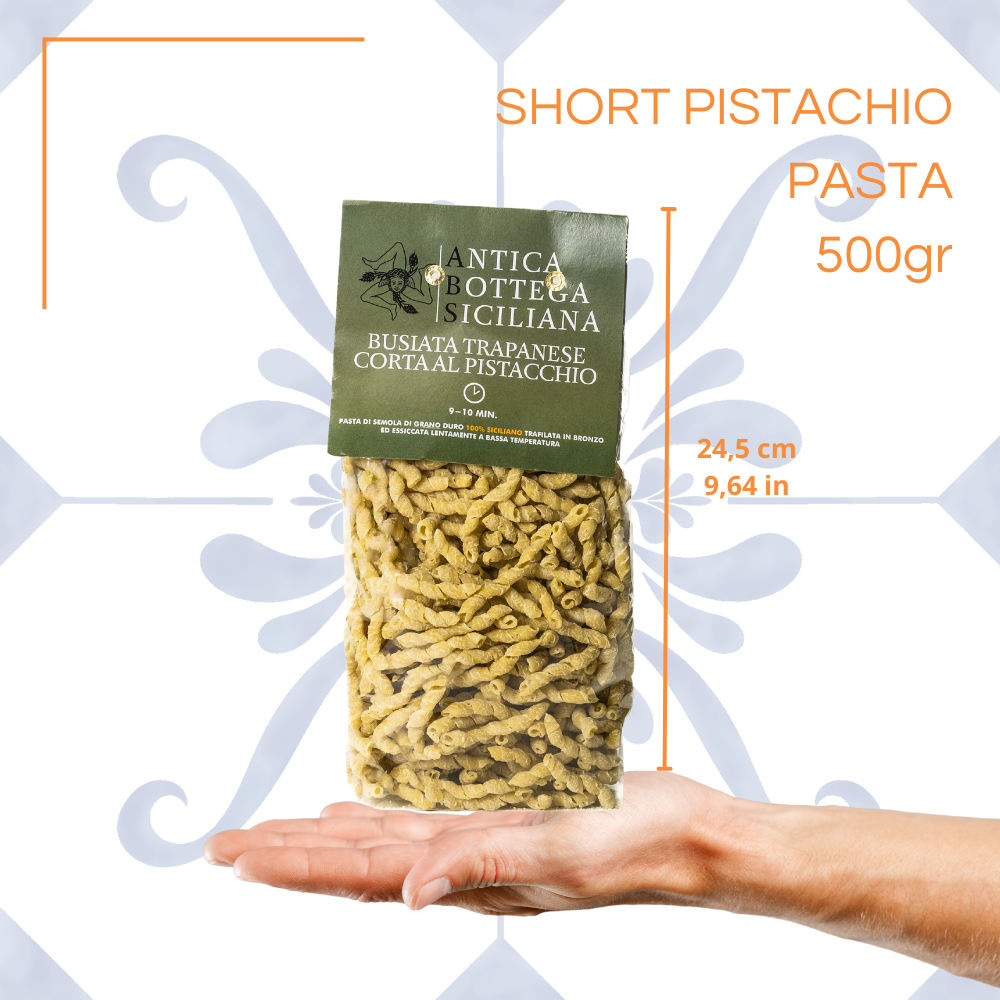 Antica Bottega Siciliana - Vendita all'ingrosso Pasta - Pasta corta al Pistacchio - Busiata Trapanese 500g3