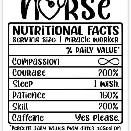 Sjuksköterskans näringsfakta klistermärke för bärbar dator för wholesale av Lyrical River Designs