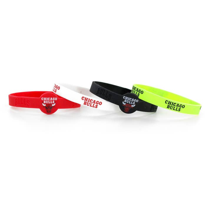 Bracelets en silicone des Chicago Bulls de la NBA, paquet de 4 pour la vente par Aminco USA