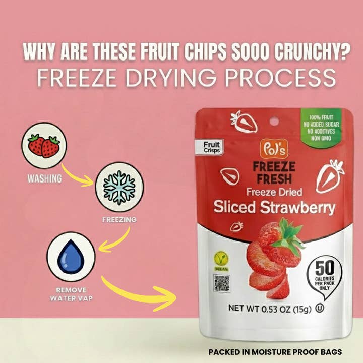 FOOD NOTES - Wholesale Dried/Dehydrated Fruit - Pol's Freeze Dried Strawberries-100% Fruit-GF-Kosher-Vegan1