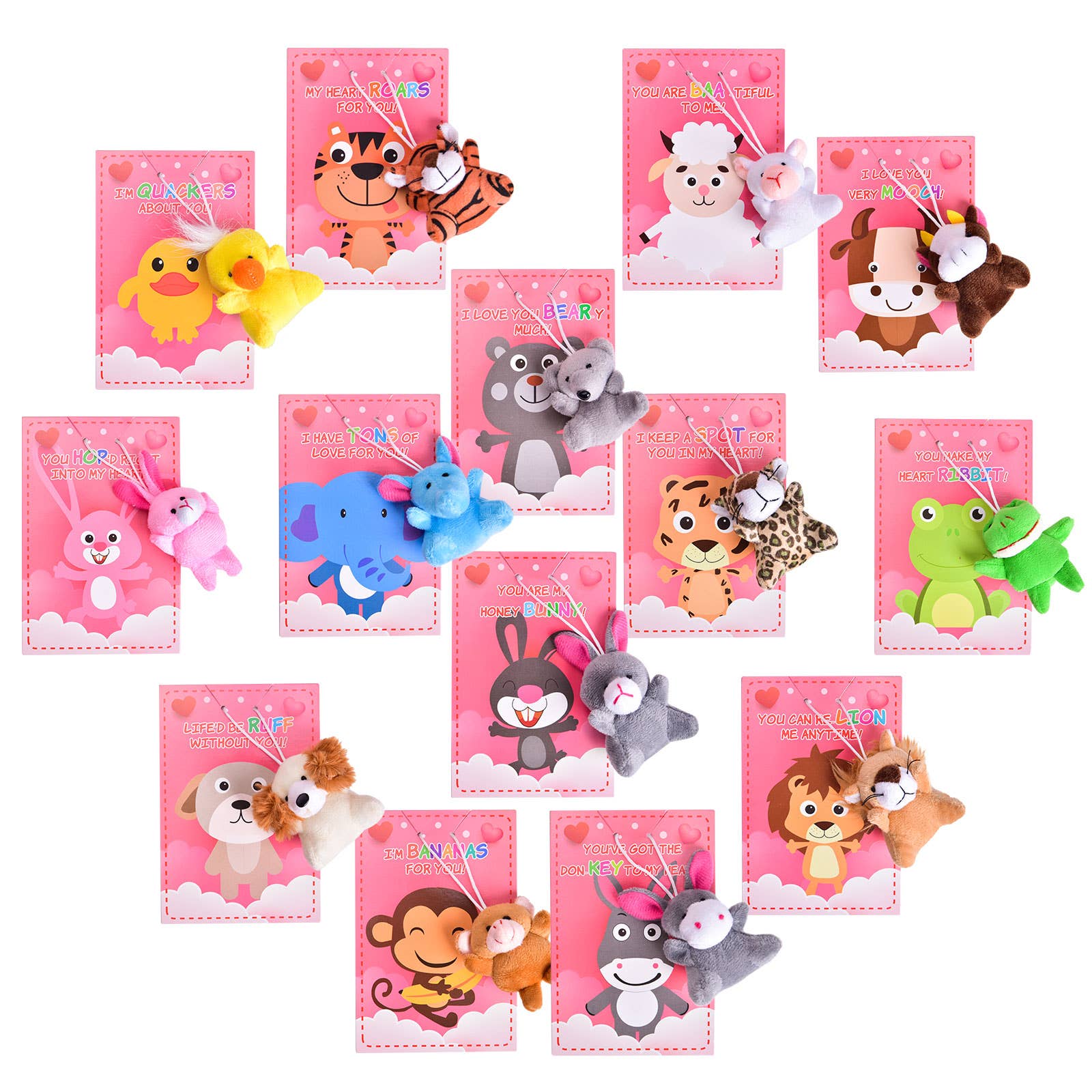 Fun Little Toys - Vente Cartes de Saint-Valentin - Ensemble de 28 peluches d'animaux avec cartes de la Saint-Valentin3
