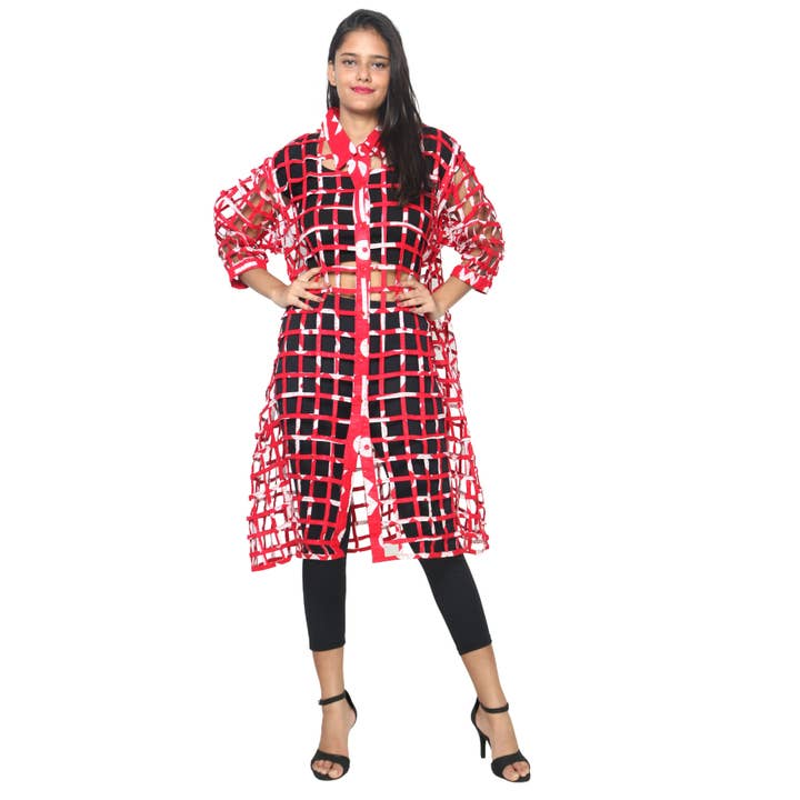 Women's Collared Cage Long Button Shirt -- FI-ST129 for wholesale by African Stars