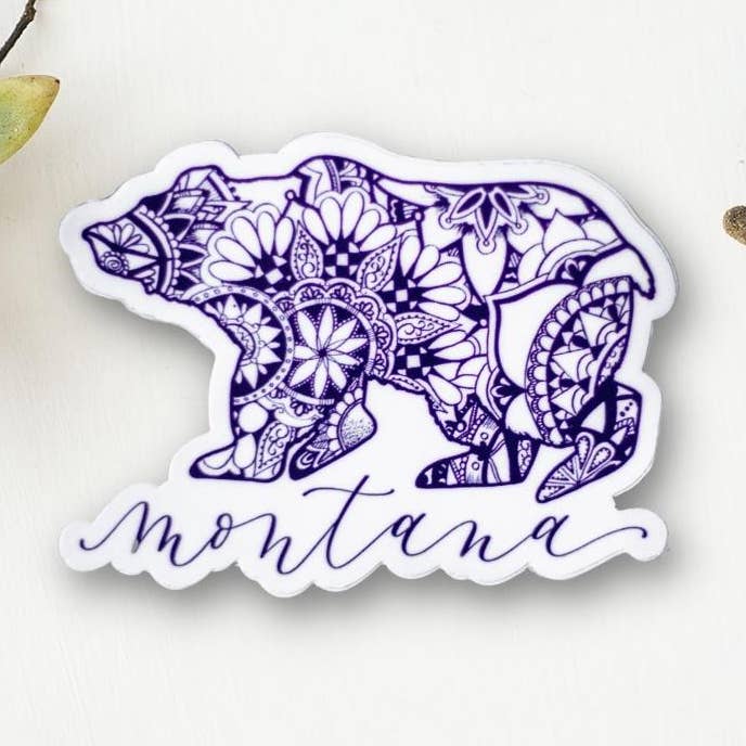 Sticker Grizzly « Montana » pour la vente par Joyful Juniper Creative