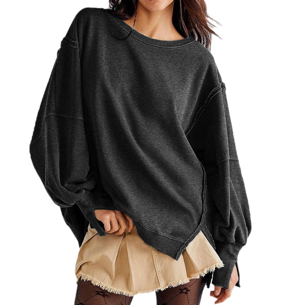Dipped Shop – wholesale Sweatshirt – Women's – Oversize Solid Color Crew Neck Sweatshirt DP25E5751