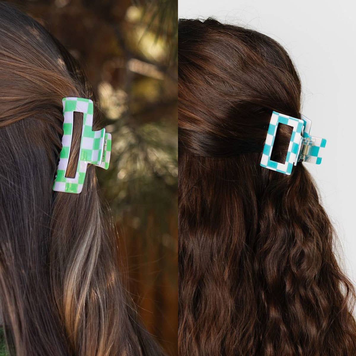 ACCITY - Wholesale Hair Clip - Women's - Checkerboard Hair Claw – Candy Color Acetate Look_CWMM1008447