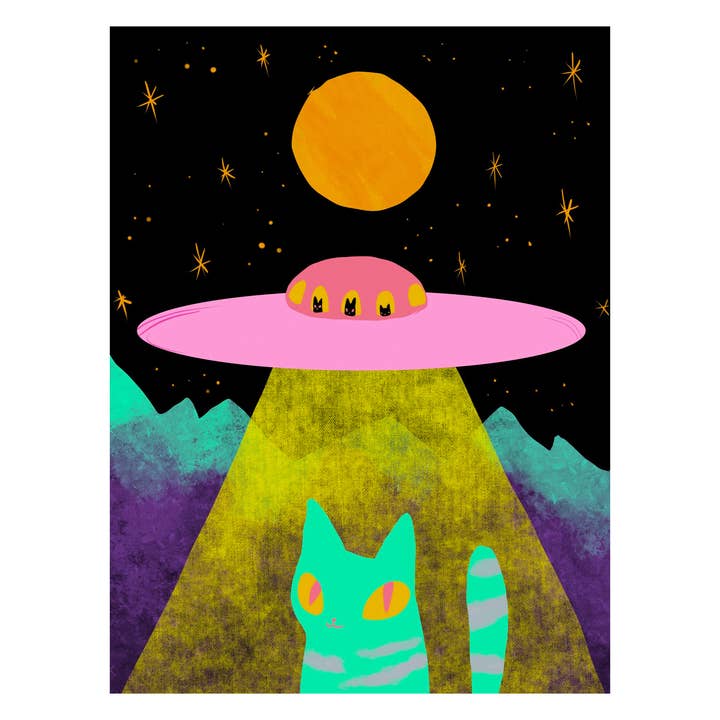 Bunny Dee - Wholesale Art Print - alien cat 8x10 art print1