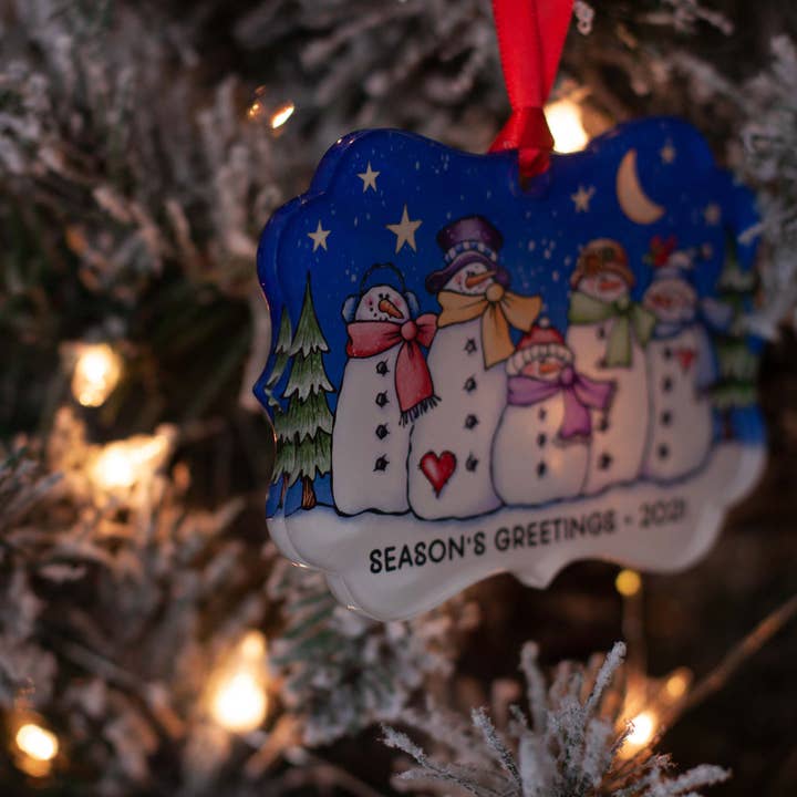 Heart & Willow Prints - Vente Objets de décoration - Décoration de Noël en acrylique bonhomme de neige Season's Greetings2