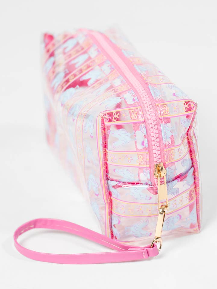 Chickens & Bows Clear Cosmetic Bag - Small for wholesale by American Farm Company