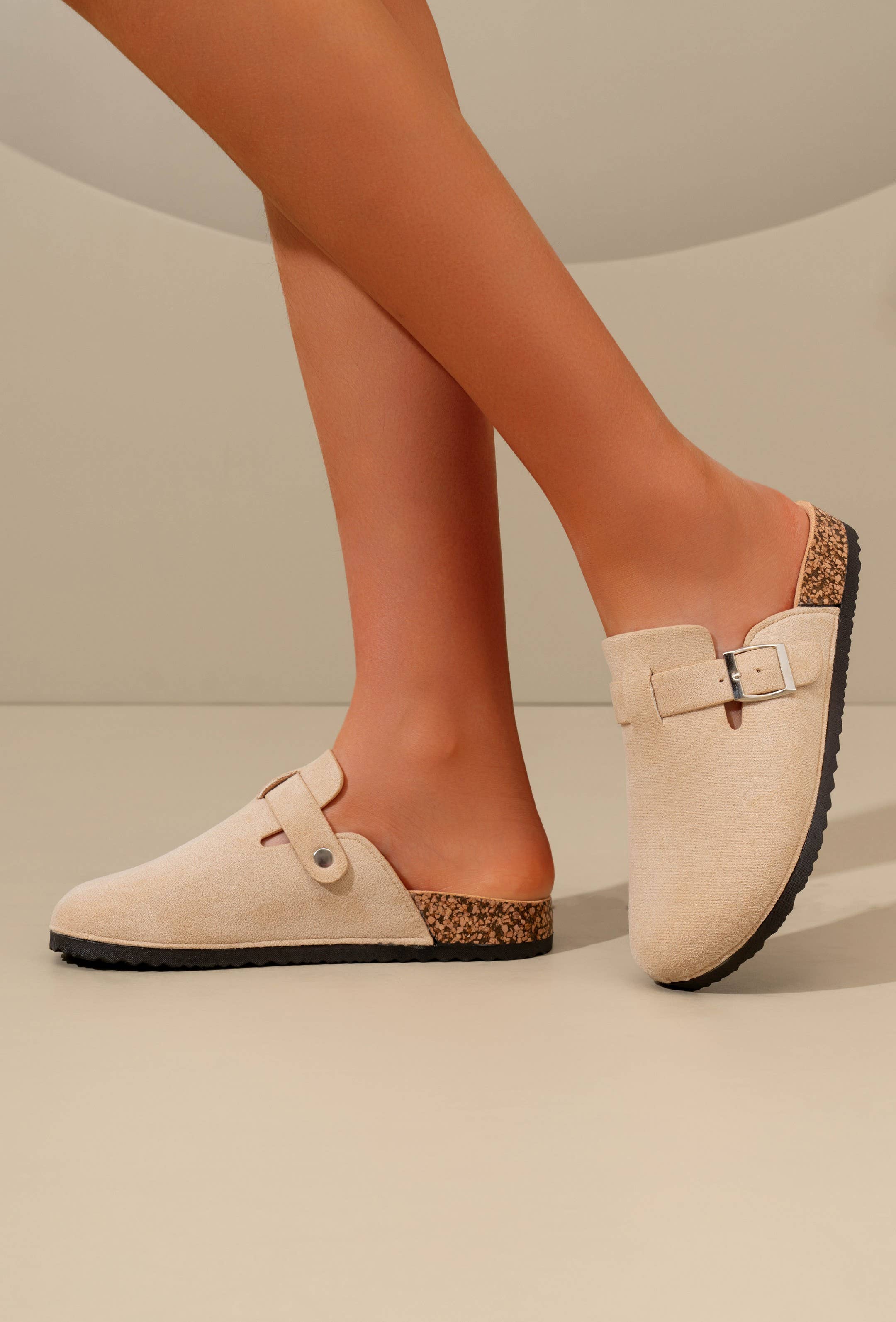 C'M PARIS - Wholesale Mules - Women's - Classic Suedette Mule with Buckle 211015