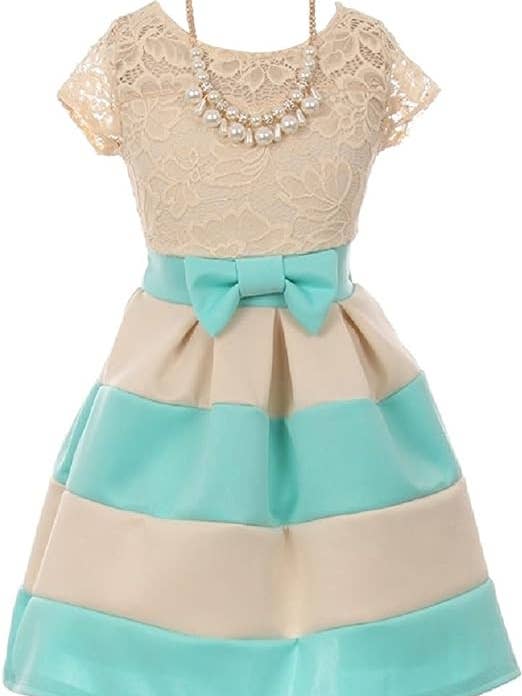 Robes à fleurs avec collier à rayures et nœud en dentelle pour petites filles pour la vente par iGirlDress
