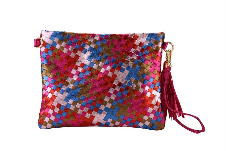 Nima Accessories Inc - Vente Pochette – femme - Pochette tissée en simili cuir multicolore pour femme3