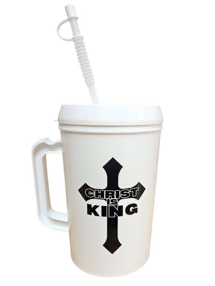 Christ Is King Christian Cross HIP SIPS Mega Mug 34oz for wholesale by Scratch Decor