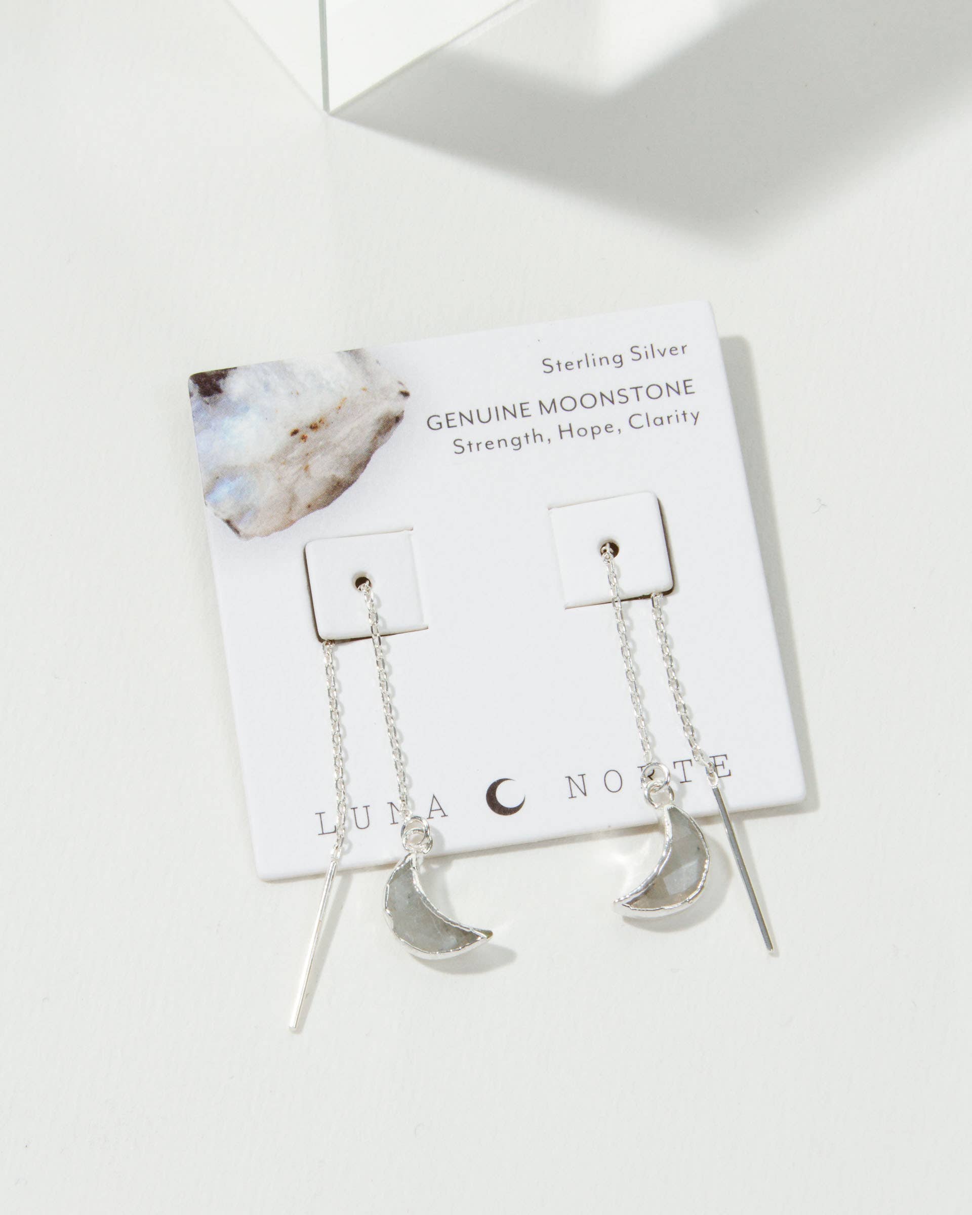 Luna Norte – wholesale Dangle earrings – Sterling Silver Eclipse Threader Earrings - Moonstone2