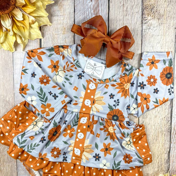 Autumn Flowers Infant Romper: Fall 2025 and other Purchase Wholesale infant apparel. Free Returns & Net 60 Terms on Faire trending on Faire.