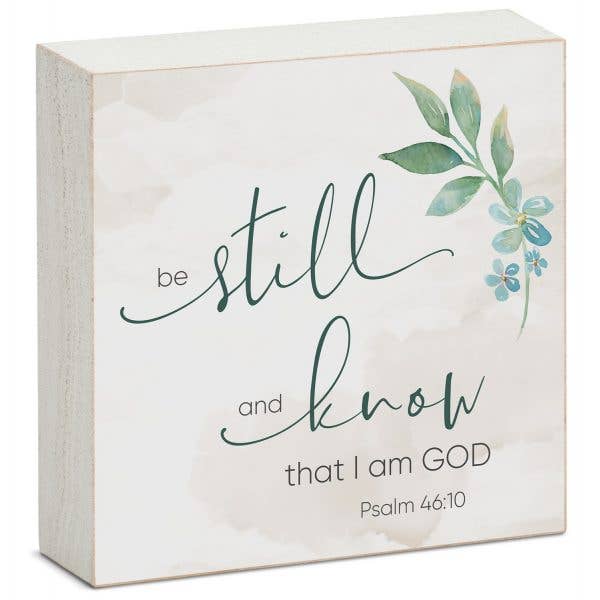 CounterArt/Highland Home/Thirstystone/CoasterStone - Wholesale Sign - "Be Still And Know" Artistic Freestanding Wood Block Sign