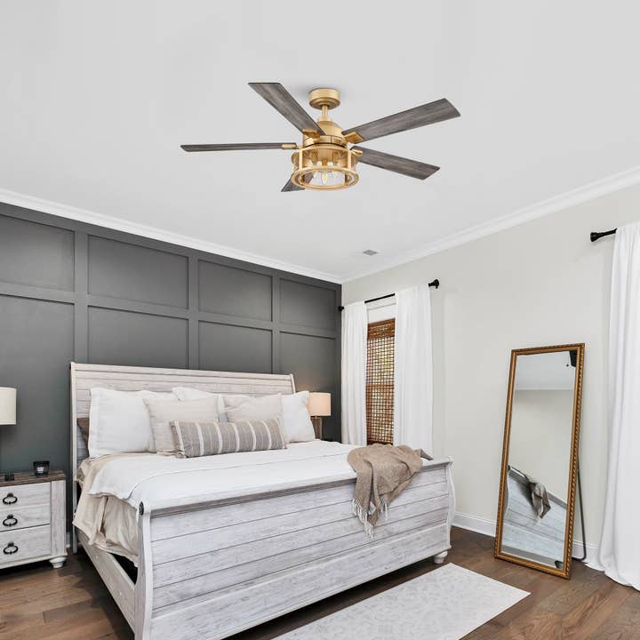 Brio Lighting - Wholesale Ceiling Fan - BreezeLite 52" Farmhouse Gold Metal Reversible Blades Ceiling Fan