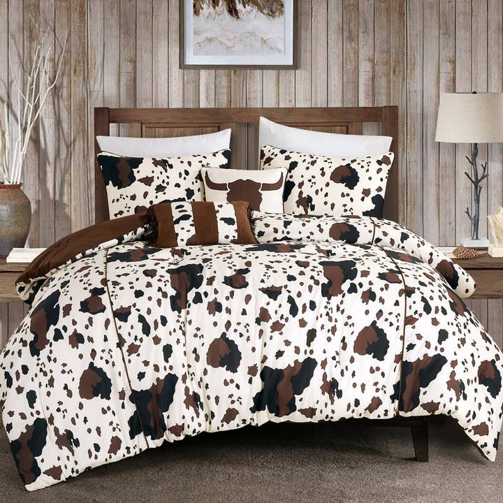 Linen Mart - Wholesale Bedding set - Rustic Cowhide Lodge Comforter Set - 5 Piece Set