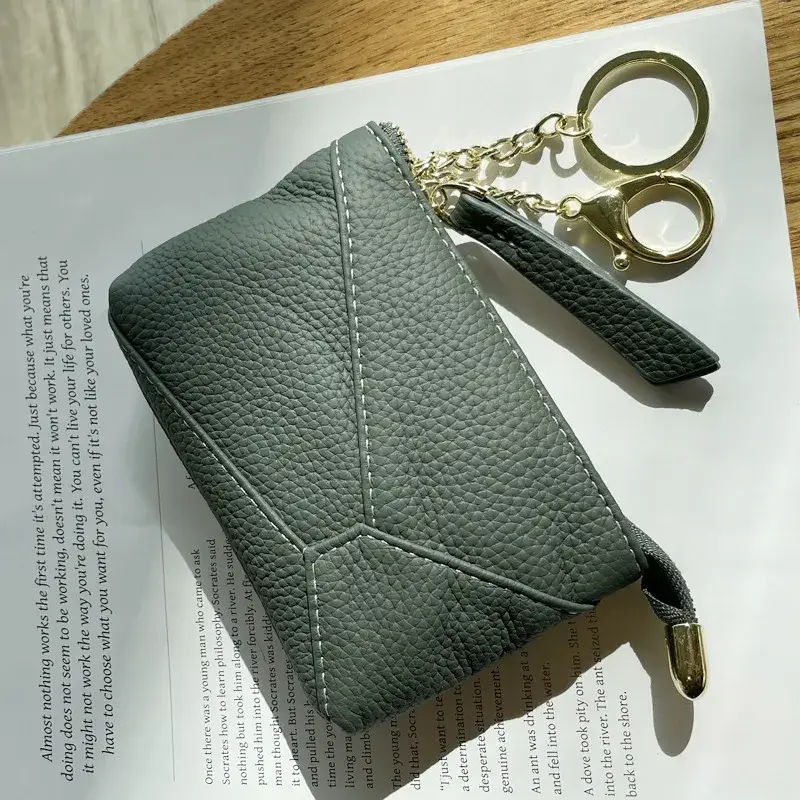 Sweet Cherry Sky - Wholesale Coin Purse - Women's - Genuine Leather Coin Purse Wallet with Keychain 4