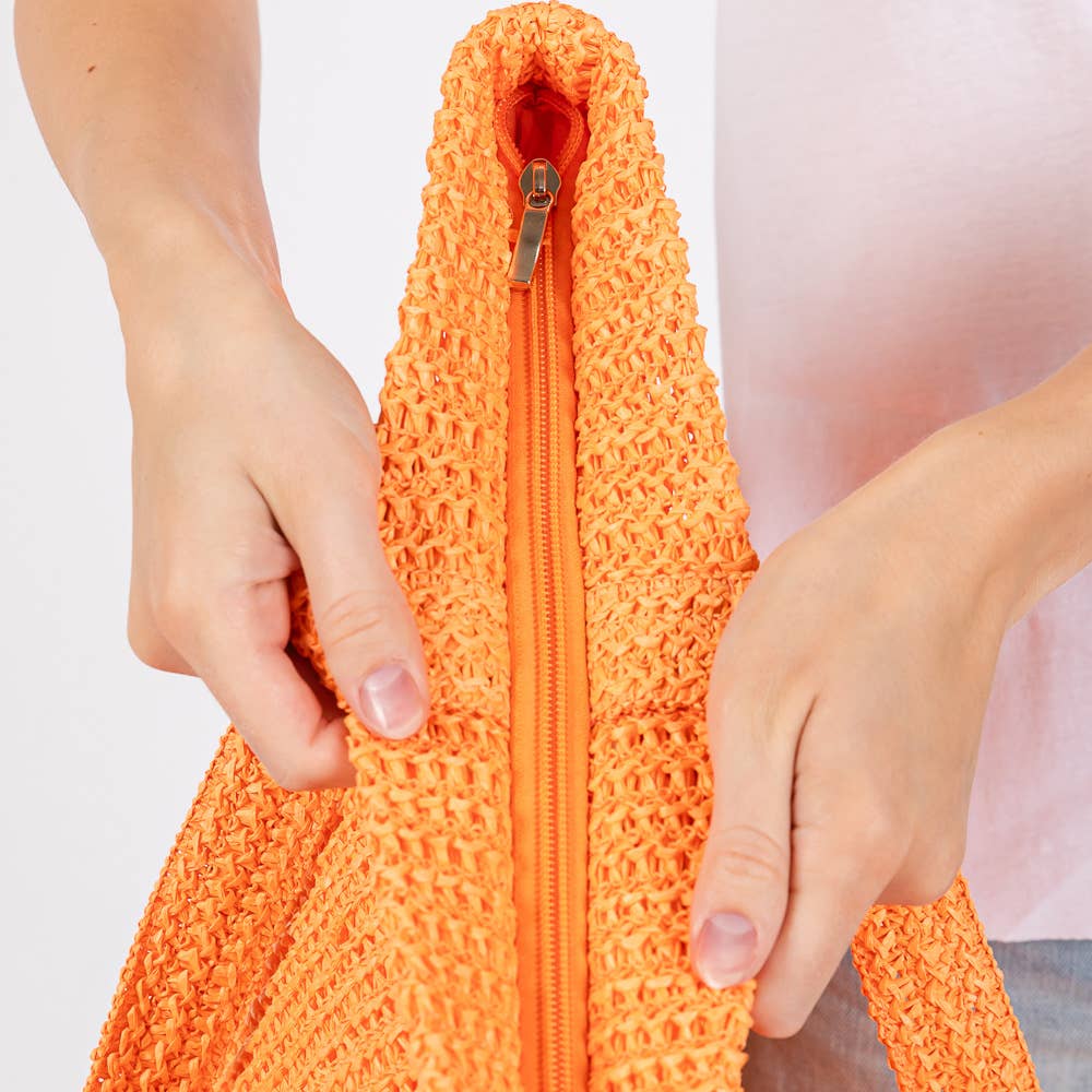 Sensibling Corp. - Wholesale Beach Bag - Solid Crochet Straw Tote Bag / Beach Bag
11