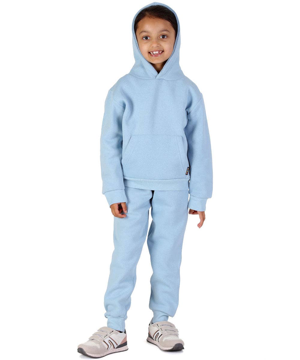 Trendy Toggs Kids Overhead Hoodie Denim Tracksuit for wholesale on Faire1