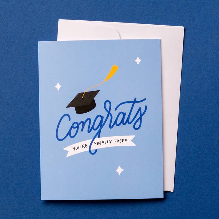 Tarjeta de Felicitación: ¡Felicidades, Finalmente Eres Libre! para venta al por mayor de JaneLi.Co