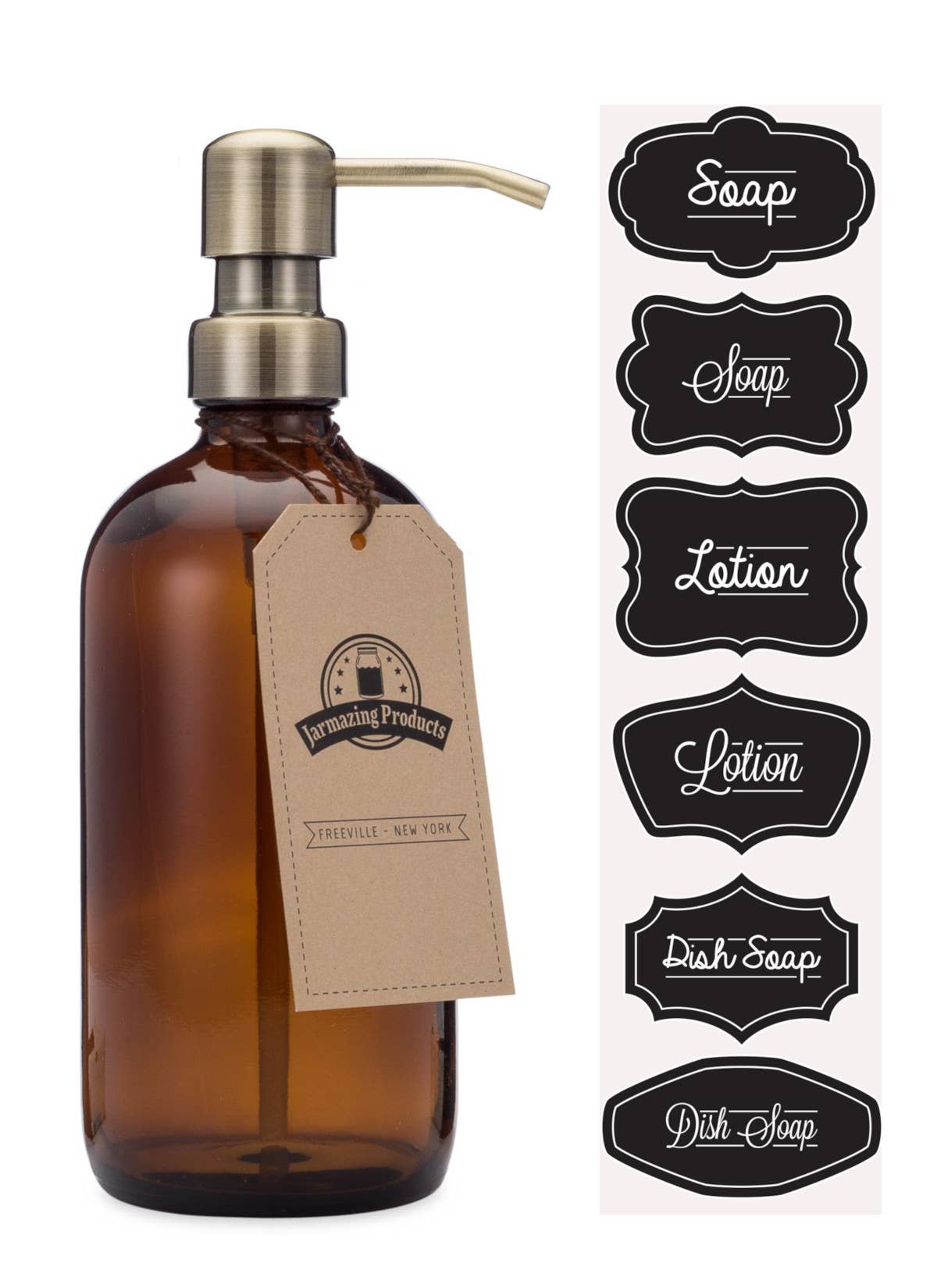 Jarmazing Products - Wholesale Soap Dispenser - Amber Glass 16oz Bottle Soap and Lotion Dispenser4