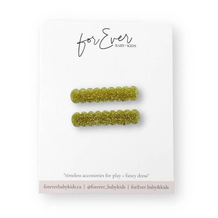 Purpurina dorada//Juego de clips de coleta para venta al por mayor de forEver baby+kids