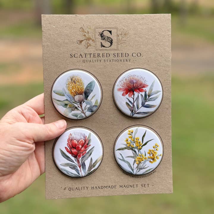 Scattered Seed Co - Wholesale Magnet - AUSTRALIAN FLORALS Large Magnets set of 4 - SET C