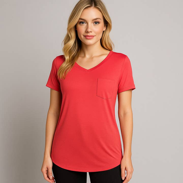 JadyK - Wholesale Tunic - Women's - Celeste Buttery Soft Pocket Round Hem Basic Top | JadyK6