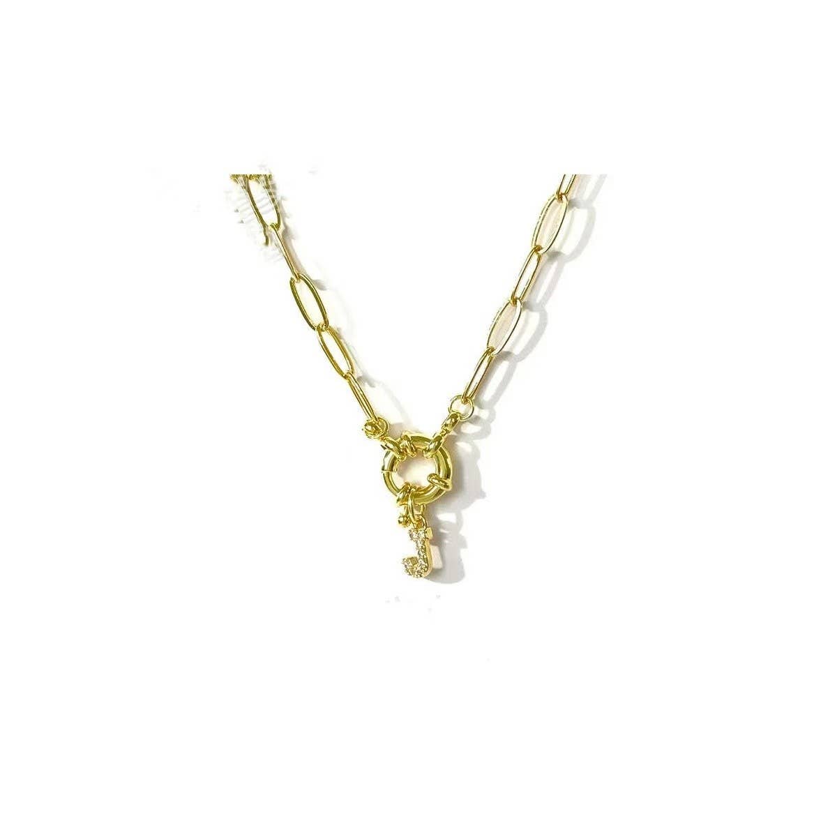 JOSSLYN by wall to wall - Wholesale Pendant/Charm Necklace - 18K STAINLESS STEEL RHINESTONE INITIAL NECKLACE | 40NK94869